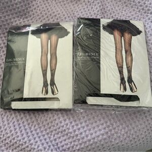 Leg Avenue Black Sheer Pantyhose with Back Seam Bow Detail